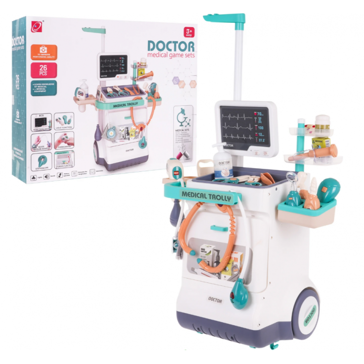 Lekárska súprava – vozík s príslušenstvom 26 prvkov